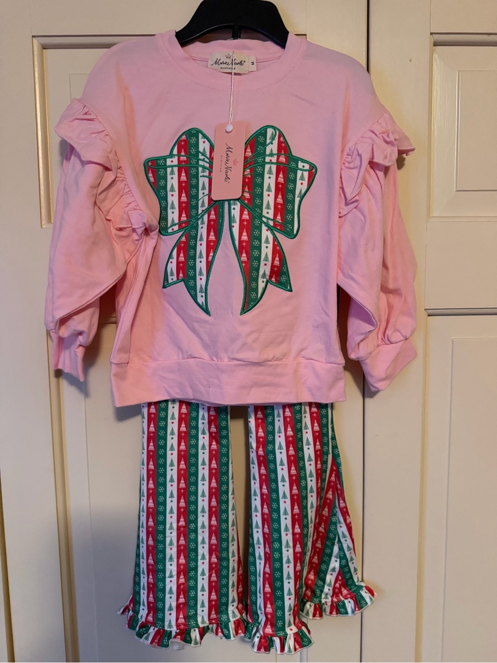 Maison Jules Pink Girls Holiday Bow Pajama Set